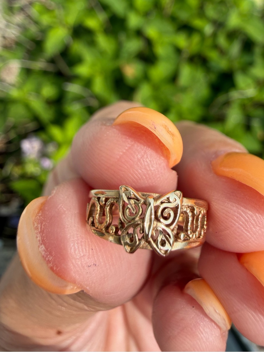 Vintage 10K Gold Adjustable Toe Ring Butterfly Filigree Boho Y2K 90s Beach